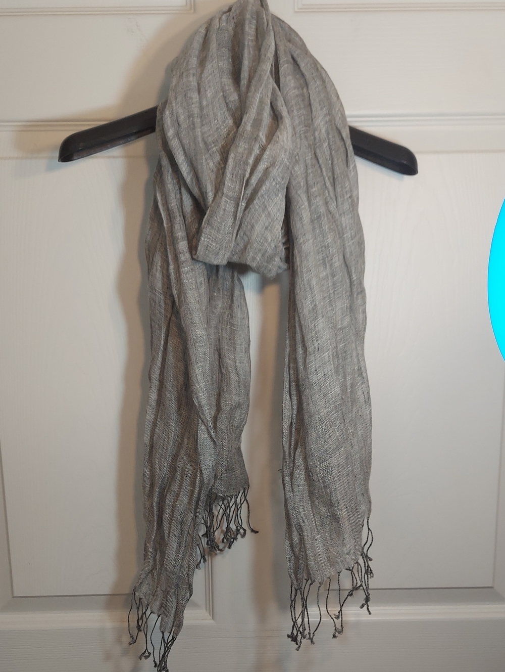 Gray Linen-Look Lightweight Oversized Scarf Wrap Fringe